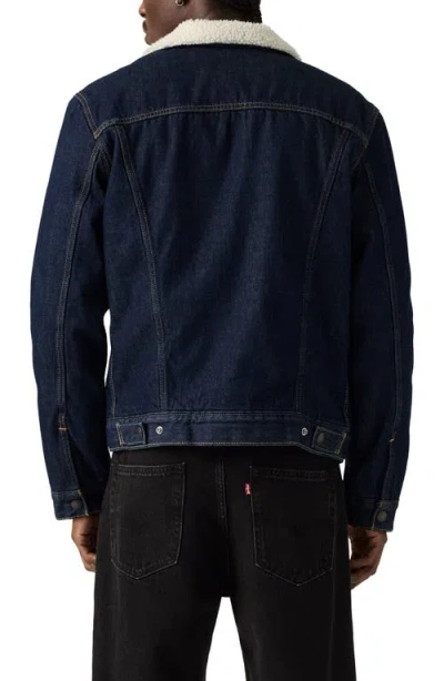 Levi's Type Iii Fleece Lined Denim Trucker Jacket In Blue