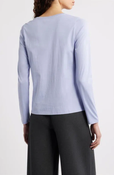 Eileen Fisher Organic Cotton Long Sleeve T-shirt In Blue