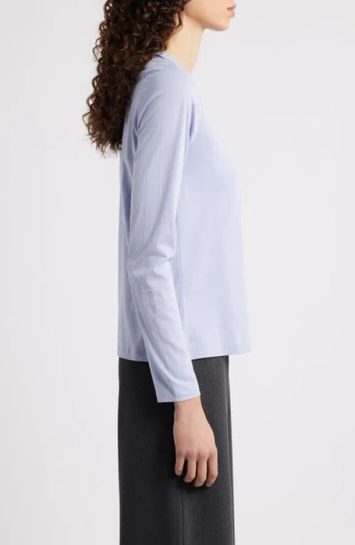 Eileen Fisher Organic Cotton Long Sleeve T-shirt In Blue
