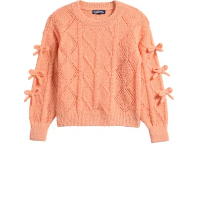 Freshman Kids' Bow Trim Sweater In Orange