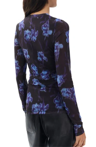 Rag & Bone Yana Printed Mesh Long Sleeve Tee In Blue