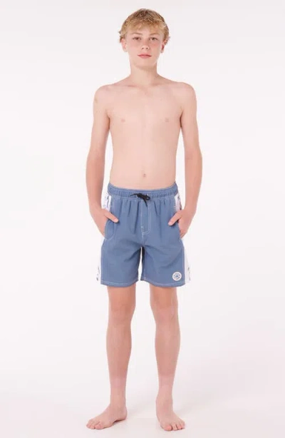 Rip Curl Kids' Sideways Volly Swim Trunks In Black