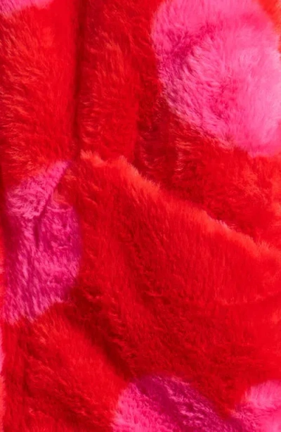 Tractr Kids' Heart Print Faux Fur Jacket In Pink