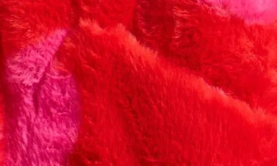 Tractr Kids' Heart Print Faux Fur Jacket In Pink