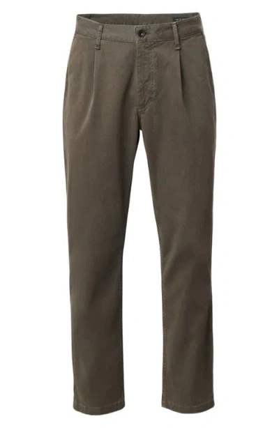 Rag & Bone Evan Trim Fit Pleated Stretch Cotton Chinos In Brown