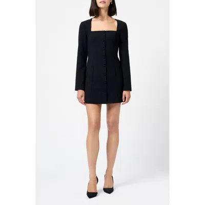 French Connection Whisper Square Neck Long Sleeve Sheath Minidress In Black