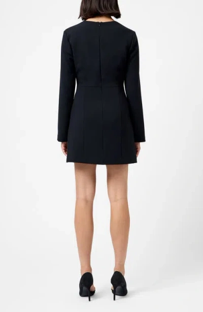 French Connection Whisper Square Neck Long Sleeve Sheath Minidress In Black