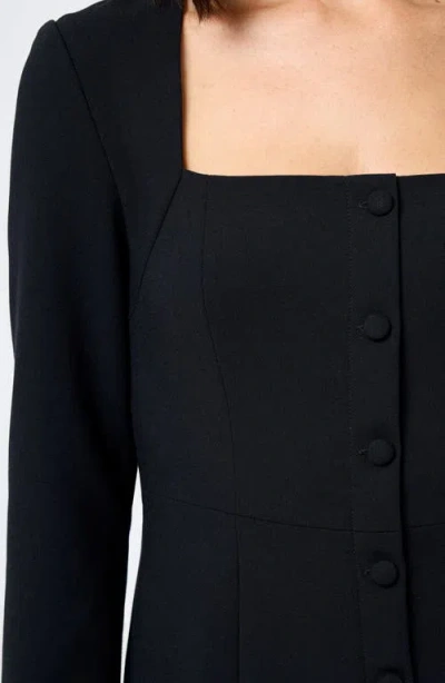 French Connection Whisper Square Neck Long Sleeve Sheath Minidress In Black