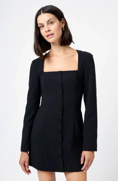 French Connection Whisper Square Neck Long Sleeve Sheath Minidress In Black
