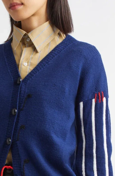 Kúr Eighth Note Hand Knit Cardigan In Blue