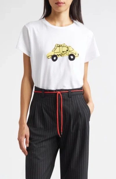 Kúr Nyc Taxi Appliqué Pima Cotton T-shirt In White