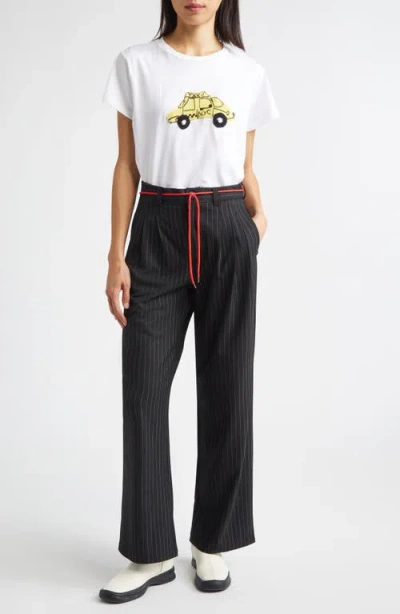 Kúr Nyc Taxi Appliqué Pima Cotton T-shirt In White