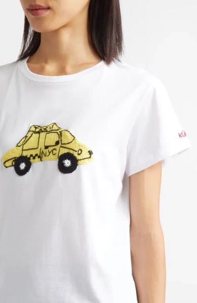 Kúr Nyc Taxi Appliqué Pima Cotton T-shirt In White