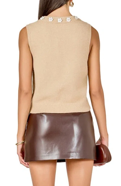 Endless Rose Floral Appliqué Sweater Vest In Brown