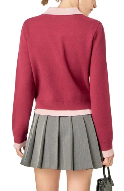 English Factory Layered Collar V-neck Sweater In Red