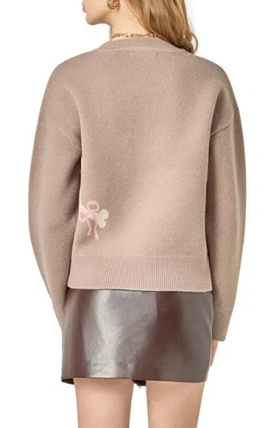 English Factory Embroidered French Bulldog Intarsia Sweater In Brown