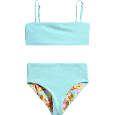 Maaji Kids' Sea Glass Reversible Two-piece Swimsuit In Blue