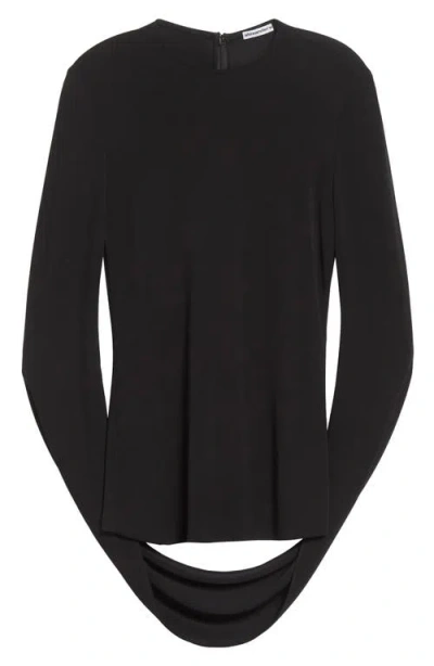 Alexander Wang Drape Sleeve Knit Top In Black