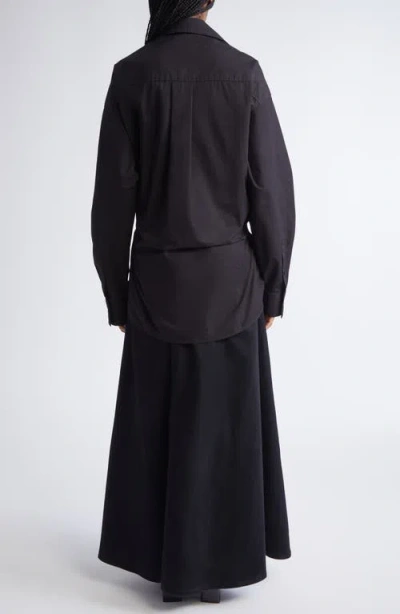 Alexander Wang Long Sleeve Poplin & Denim Wrap Dress In Animal Print