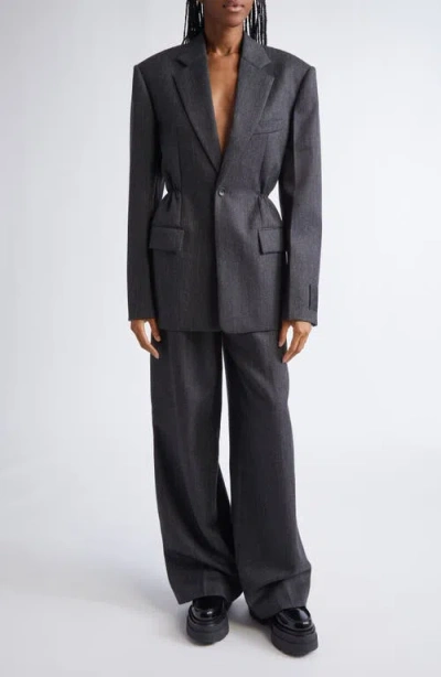 Alexander Wang Tailored Wool Flannel Wide Leg Pants In Black