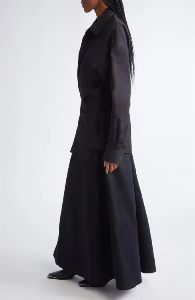 Alexander Wang Long Sleeve Poplin & Denim Wrap Dress In Animal Print