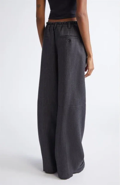 Alexander Wang Tailored Wool Flannel Wide Leg Pants In Black