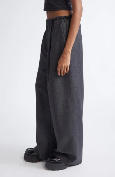 Alexander Wang Tailored Wool Flannel Wide Leg Pants In Black