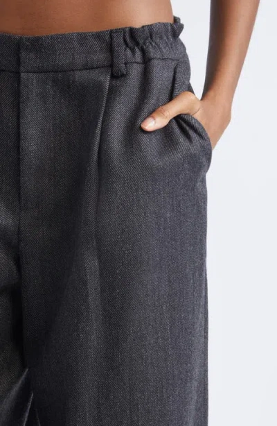 Alexander Wang Tailored Wool Flannel Wide Leg Pants In Black