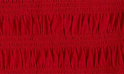 Madewell Smocked Boat Neck Long Sleeve Cotton Top In Multi