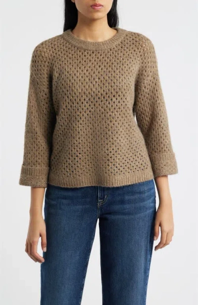 Wit & Wisdom Open Stitch Cuffed Sweater In Brown