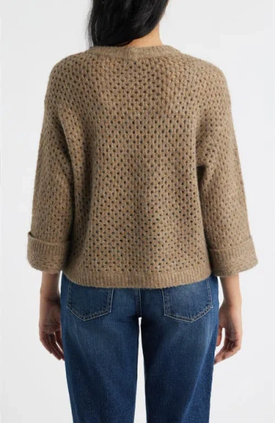 Wit & Wisdom Open Stitch Cuffed Sweater In Brown