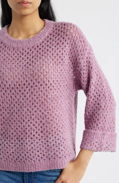 Wit & Wisdom Open Stitch Cuffed Sweater In Purple
