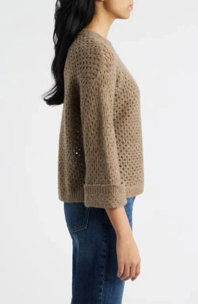 Wit & Wisdom Open Stitch Cuffed Sweater In Brown
