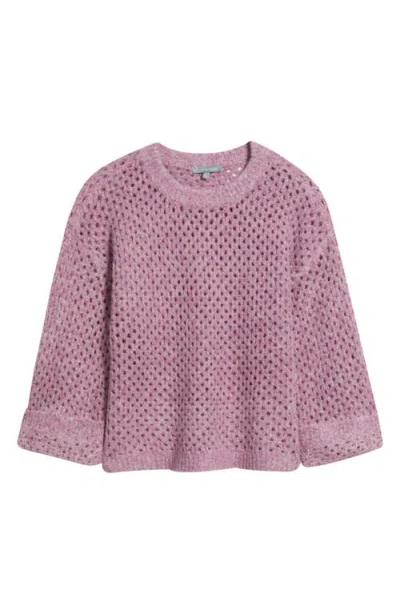 Wit & Wisdom Open Stitch Cuffed Sweater In Purple