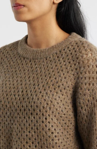 Wit & Wisdom Open Stitch Cuffed Sweater In Brown