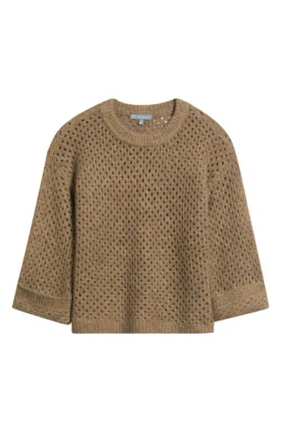 Wit & Wisdom Open Stitch Cuffed Sweater In Brown