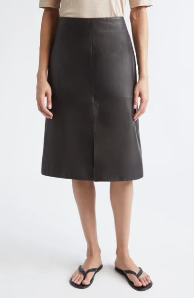 Partow Broome Leather Skirt In Gray