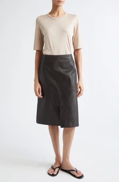 Partow Broome Leather Skirt In Gray
