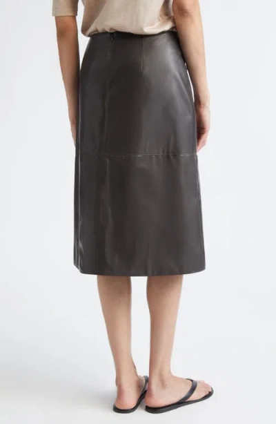 Partow Broome Leather Skirt In Gray