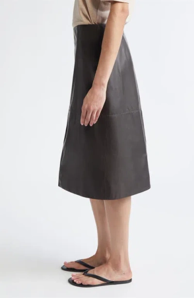 Partow Broome Leather Skirt In Gray