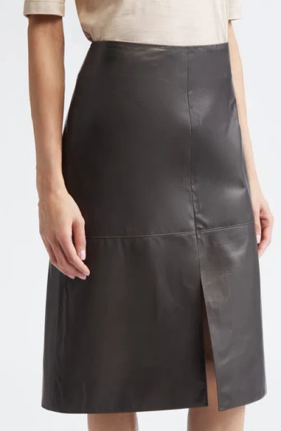 Partow Broome Leather Skirt In Gray