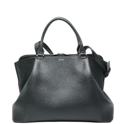 Pre-owned Cartier Black Leather Handbag Shoulder Bag ()