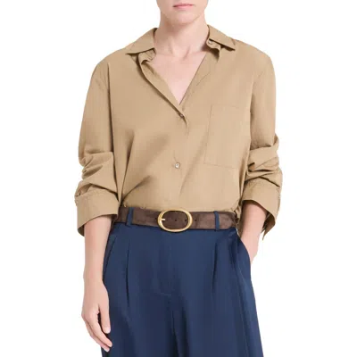 Twp Next Morning Cotton Button-up Shirt In Brown