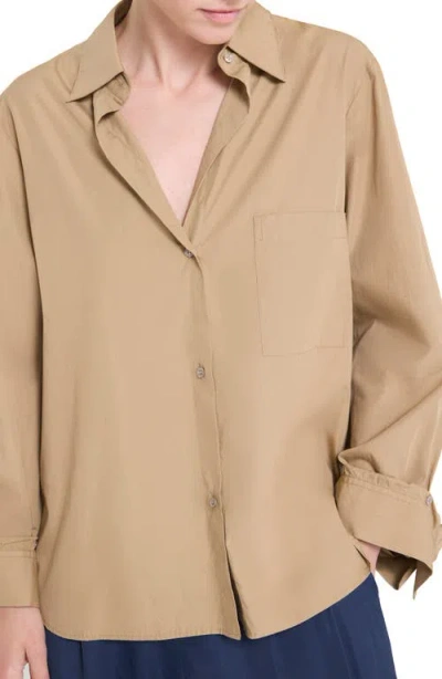 Twp Next Morning Cotton Button-up Shirt In Brown