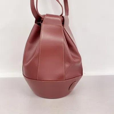 Pre-owned Cartier Bordeaux Leather Shoulder Bag () In Burgundy
