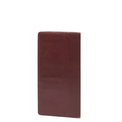 Pre-owned Cartier Bordeaux Wine Red Leather Long Wallet (bi-fold) () In Burgundy