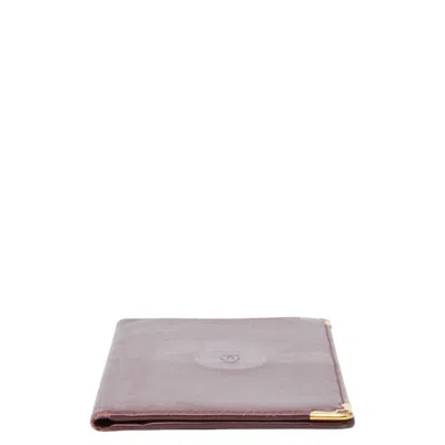 Pre-owned Cartier Bordeaux Wine Red Leather Long Wallet (bi-fold) () In Burgundy