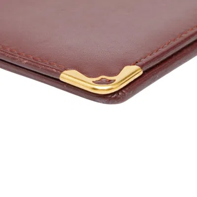 Pre-owned Cartier Bordeaux Wine Red Leather Long Wallet (bi-fold) () In Burgundy