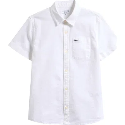 Vineyard Vines Kids' Linen & Cotton Short Sleeve Shirt In White