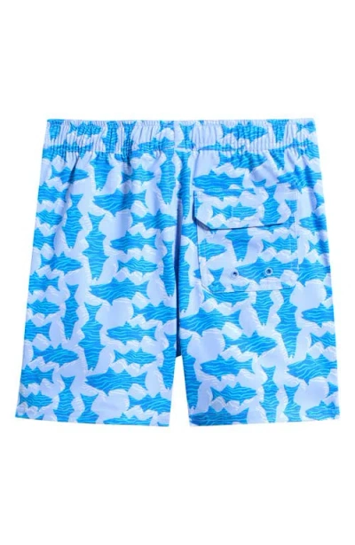 Vineyard Vines Kids' Chappy Beach Print Swim Trunks In Blue